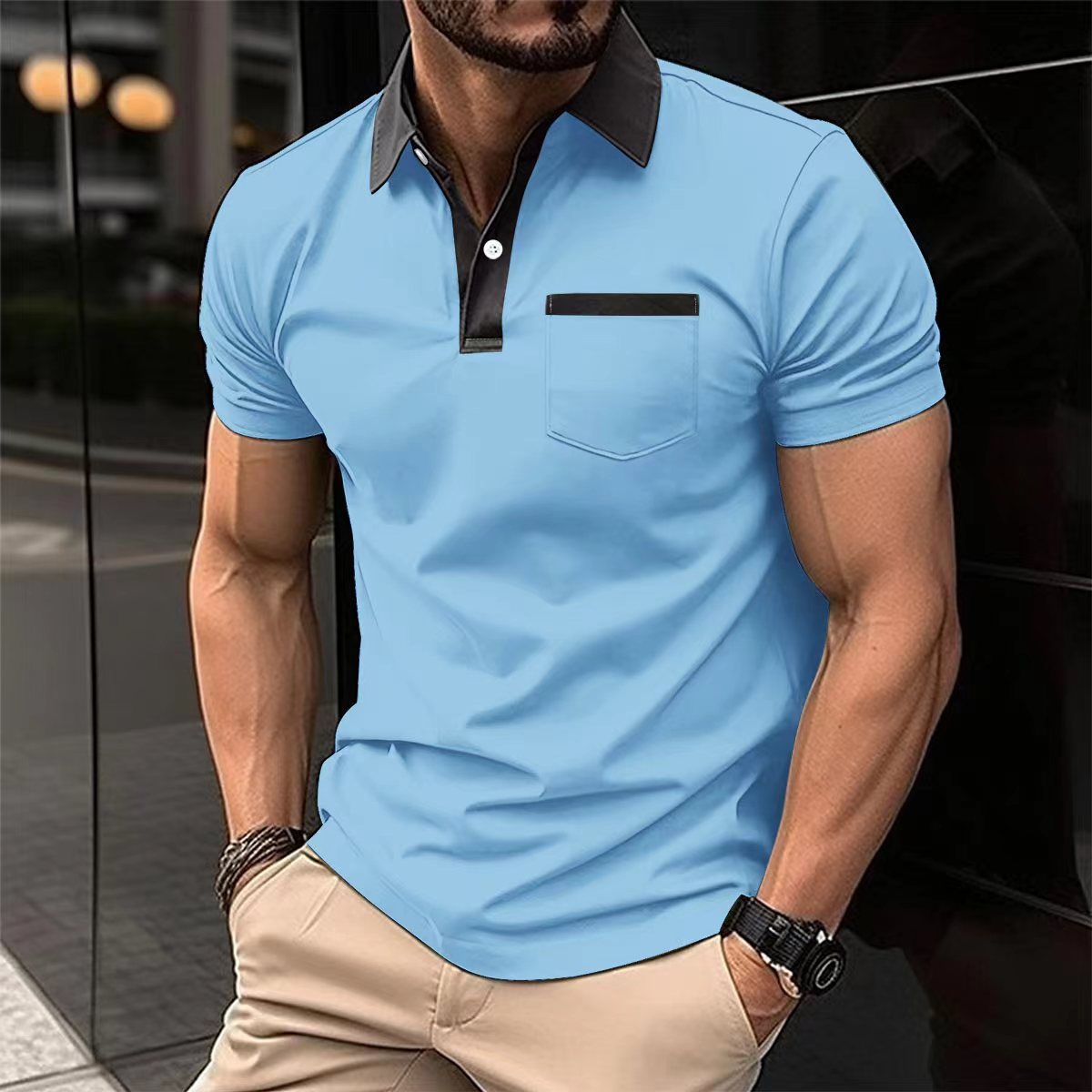 Slim Fit Poloshirt met Reverszak voor Heren