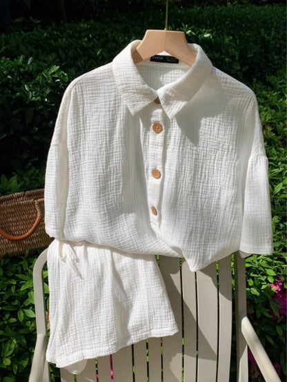 Summer Casual Women's Shirt and Shorts Set