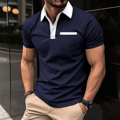 Slim Fit Lapel Pocket Polo Shirt for Men