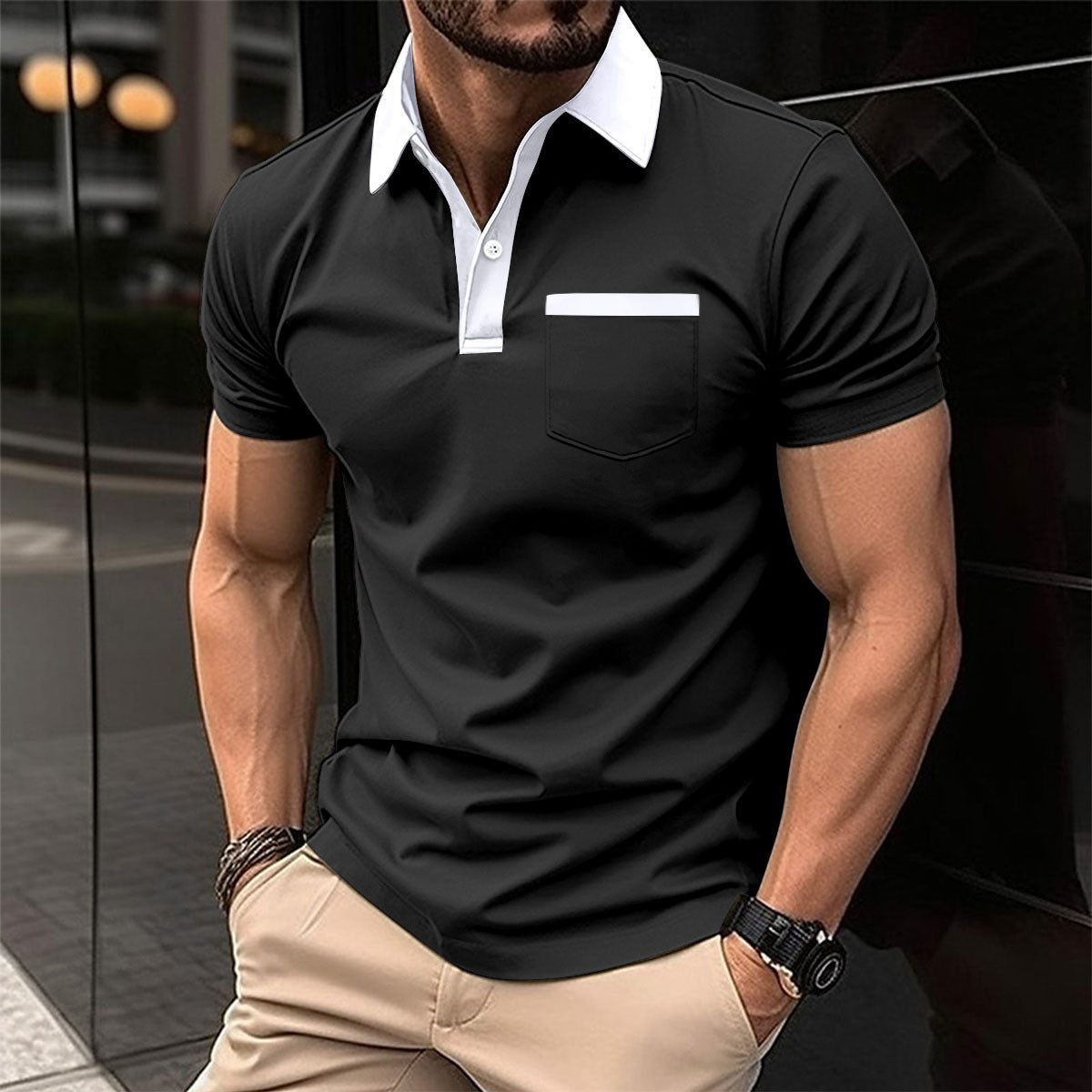 Slim Fit Poloshirt met Reverszak voor Heren