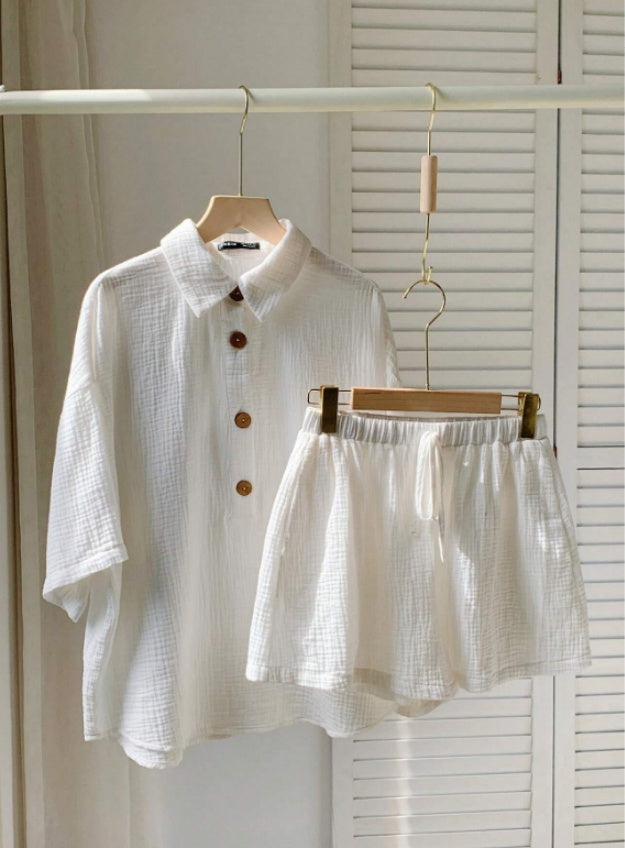 Summer Casual Women's Shirt and Shorts Set