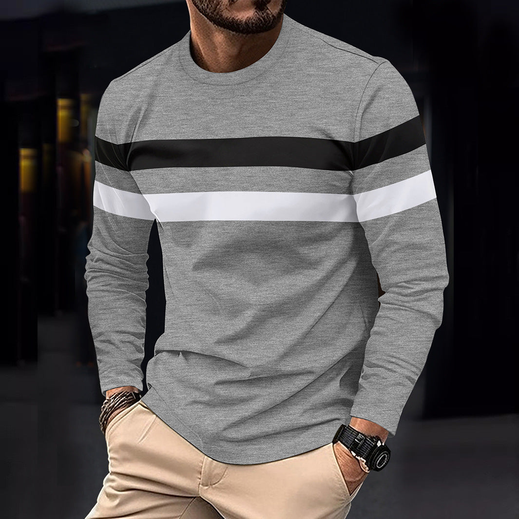 Men's Casual Round Neck Long Sleeve T-shirt Top