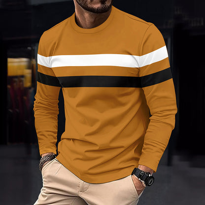 Men's Casual Round Neck Long Sleeve T-shirt Top