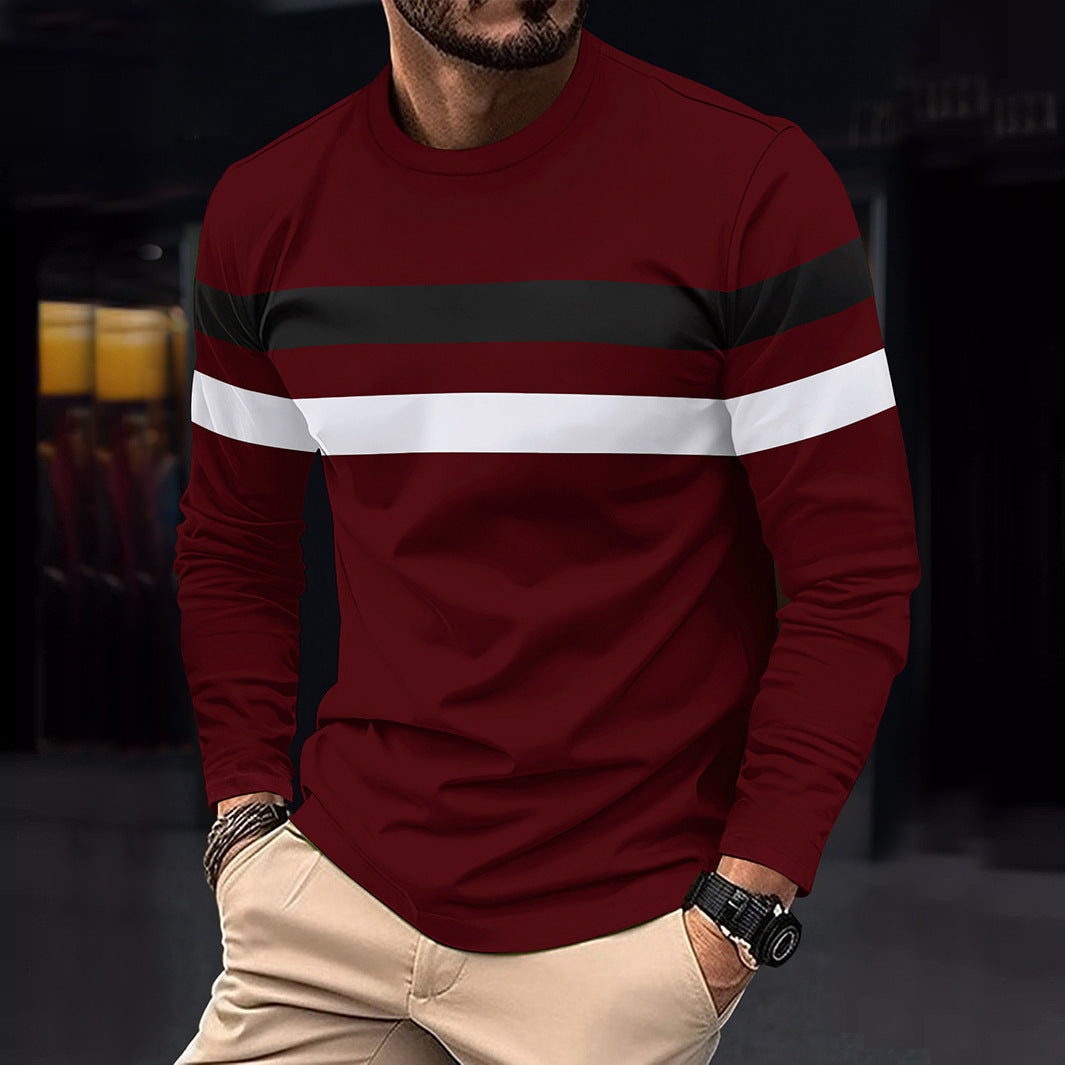 Men's Casual Round Neck Long Sleeve T-shirt Top