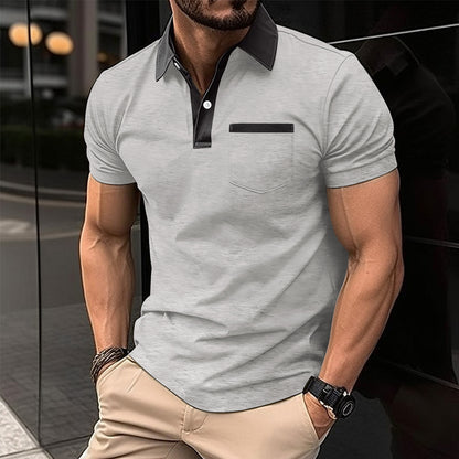 Slim Fit Lapel Pocket Polo Shirt for Men