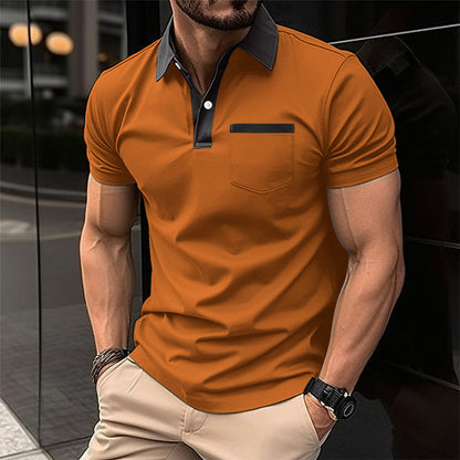 Slim Fit Lapel Pocket Polo Shirt for Men