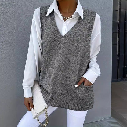 Women's V-neck Sleeveless Knitted Vest