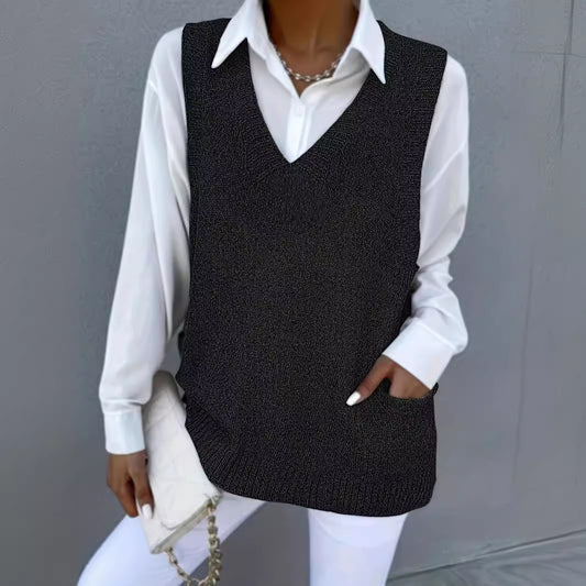 Women's V-neck Sleeveless Knitted Vest