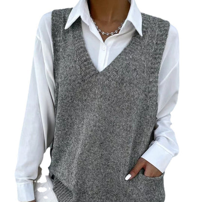 Women's V-neck Sleeveless Knitted Vest