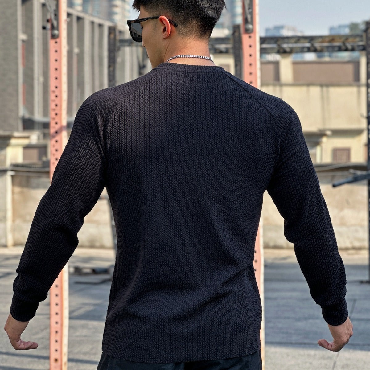 Men's Casual Long Sleeve Pullover with Round Neck