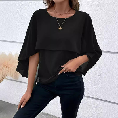 Women's Cape Sleeve Shirt with Round Neck