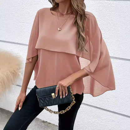 Women's Cape Sleeve Shirt with Round Neck