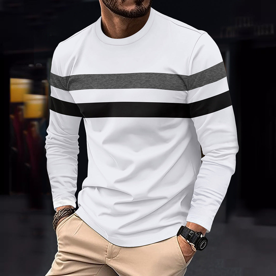 Men's Casual Round Neck Long Sleeve T-shirt Top